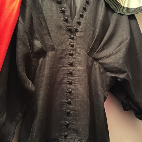 Joslin Elizabeth Linen Mini Ramie Dress Black 8 - Picture 4 of 5